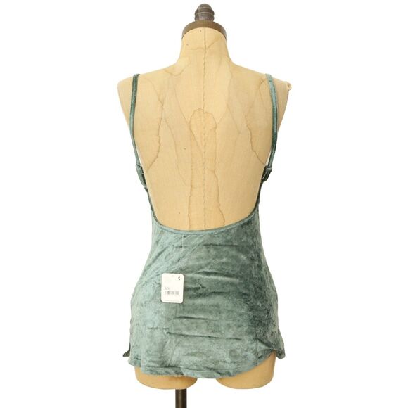 Free People All Night Velvet Tunic Size XS Cami Top Evergreen Open Back NWT B54 - Picture 4 of 6